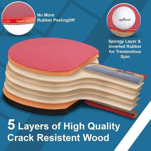 Abco Tech Table Tennis & Ping Pong Paddles and Balls Set, Table Tennis Paddles & Table Tennis Balls, Professional & Recreational Games in Kuwait