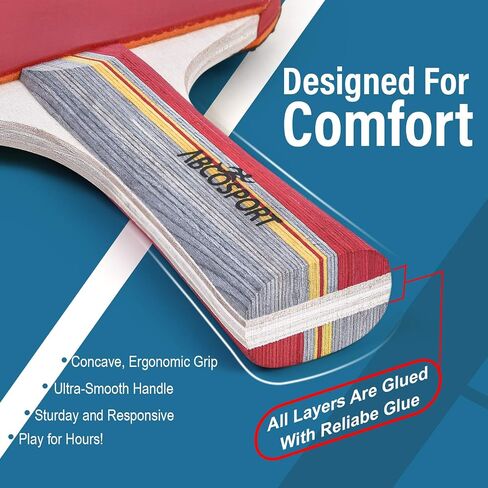 Abco Tech Table Tennis & Ping Pong Paddles and Balls Set, Table Tennis Paddles & Table Tennis Balls, Professional & Recreational Games in Kuwait