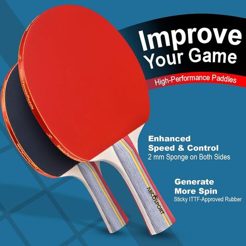 Abco Tech Table Tennis & Ping Pong Paddles and Balls Set, Table Tennis Paddles & Table Tennis Balls, Professional & Recreational Games in Kuwait