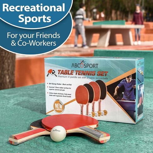 Abco Tech Table Tennis & Ping Pong Paddles and Balls Set, Table Tennis Paddles & Table Tennis Balls, Professional & Recreational Games in Kuwait