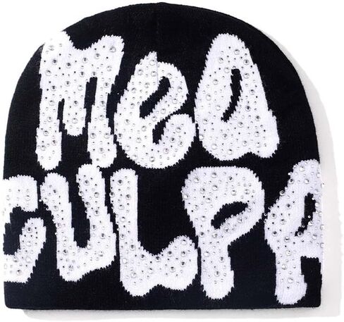 MEA Culpa Beanie Y2k Beanie Women Beanie Y2k Hat Graphic Beanie Winter Hat Knit Skull Cap Knitted Cap Y2k Accessories in Kuwait