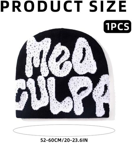 MEA Culpa Beanie Y2k Beanie Women Beanie Y2k Hat Graphic Beanie Winter Hat Knit Skull Cap Knitted Cap Y2k Accessories in Kuwait
