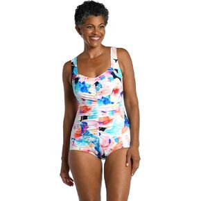 Maxine Of Hollywood Women's Spa Shirred Girl Leg One Piece Swimsuit