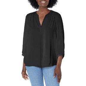 NYDJ Women's Pintuck Blouse 3/4 Sleeve