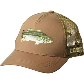 Costa Del Mar Unisex Adult Bass Stitched Trucker Hat, Working Brown