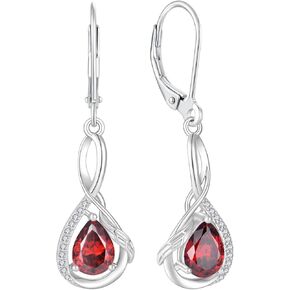 Dangle Drop Earrings 925 Sterling Silver Infinity Leverback Gemstones Earrings for Women Anniversary Christmas Jewelry