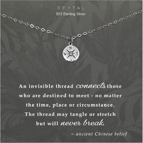 EFYTAL Friend Gifts, Sterling Silver or Gold Plated Compass Necklace for Bridesmaids, Friendship Gift for Bridesmaid, Gifts for Girlfriend or Wife
