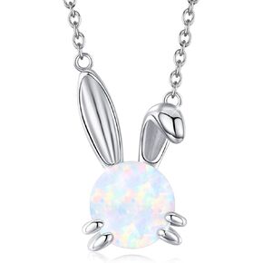 JUSTKIDSTOY Bunny Necklace 925 Sterling Silver Cute Rabbit Pendant Necklace Jewelry Gifts for Women Girls Rabbit Lover