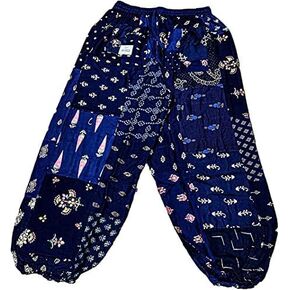 Unisex Cotton Patchwork Harem Pants with Pockets Super Comfy Hippie Yoga Boho Trousers Pant for Men Women