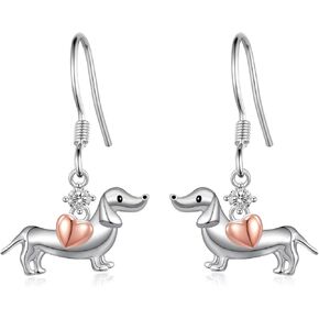 Dachshund/Basset Hound Earrings 925 Sterling Silver Dog Earrings Cute Animal Puppy Dog Jewelry Gifts for Women Dog Lovers