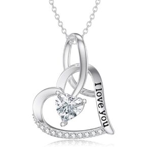 Moissanite Diamond Heart Necklaces for Women Love Heart Pendant 18K Gold Plated 925 Sterling Silver Diamond Heart Necklace Birthday Anniversary Christmas Gifts for Her Mom Wife, 18+2 Inch