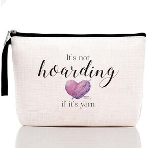 Funny Gifts for Crocheting Gifts Christmas Birthday Gifts Humorous Novelty Present for Knitting and Crochet Beginner Crochet Lovers Knitting Bag - It's not Hoarding if it's Yarn, Crochet Makeup Bag