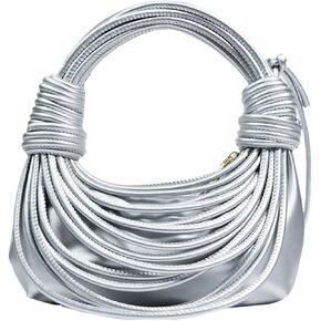 Clutch Purse for Women - Knotted Woven Handbag Hobo Shoulder Satchel Leather Handwoven Crossbody Tote Bag