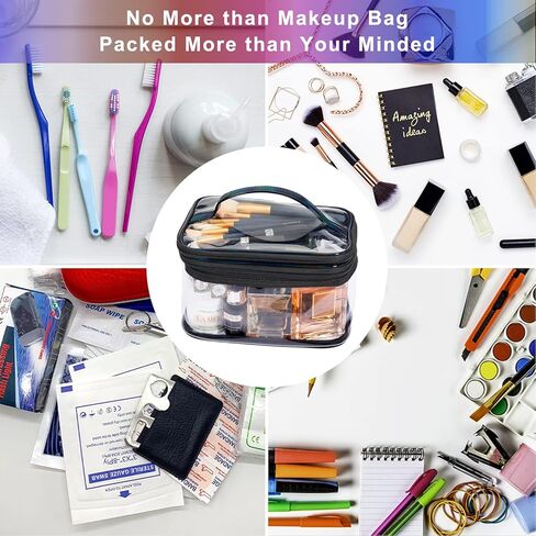 حقيبة مكياج شفافة من Lermende، حقيبة مكياج شفافة بطبقتين، حقيبة لامعة بسحاب شفاف للسفر، حقيبة محمولة لتنظيم المكياج، حقيبة مستحضرات تجميل كبيرة مقاومة للماء للنساء والفتيات in Kuwait