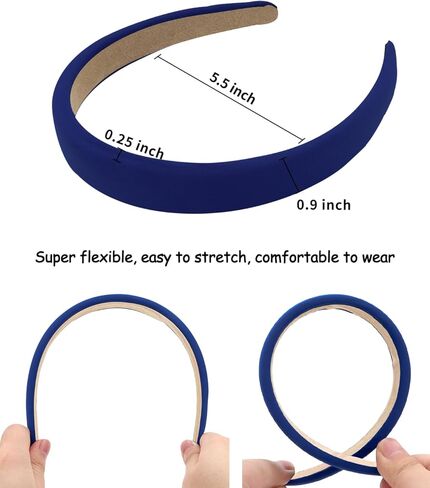 Wecoe 4 Pack Padded Headbands Fashion Headbands for Women Non Slip Soft Thick Comfortable Headbands Kids Cute Light Blue Black Pink White Headband Aesthetic Y2K Hair Accessories for Women Girls(Set 1) in Kuwait