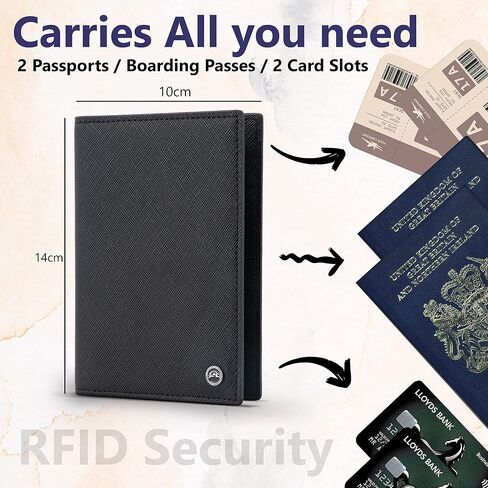 2 Passport Holder - Travel Essentials, RFID Blocking Wallet Credit Card Organiser, Plain Accessories Slim Cover For Men Women… in Saudi Arabia