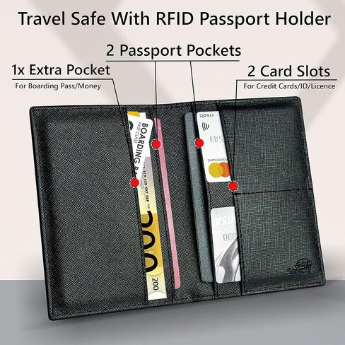 2 Passport Holder - Travel Essentials, RFID Blocking Wallet Credit Card Organiser, Plain Accessories Slim Cover For Men Women… in Saudi Arabia