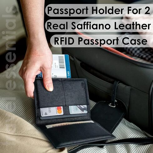 2 Passport Holder - Travel Essentials, RFID Blocking Wallet Credit Card Organiser, Plain Accessories Slim Cover For Men Women… in Saudi Arabia