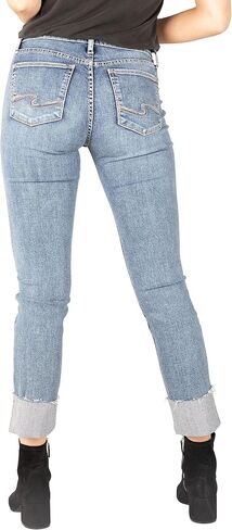 شركة Silver Jeans Co. بنطال جينز Avery عالي الارتفاع للنساء ذو ​​قصة متعرجة وساق مستقيمة - Legacy in Kuwait