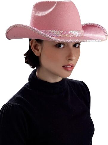 Forum Novelties Junior's Standard DLX Cowgirl Hat with Pink Sequin Party Supplies, 12 x 12 x 8 65604 in Saudi Arabia