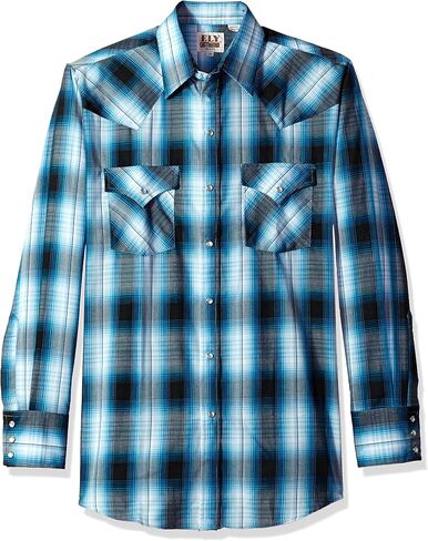 ELY CATTLEMAN Men's Long Sleeve Plaid Western Shirt in Kuwait