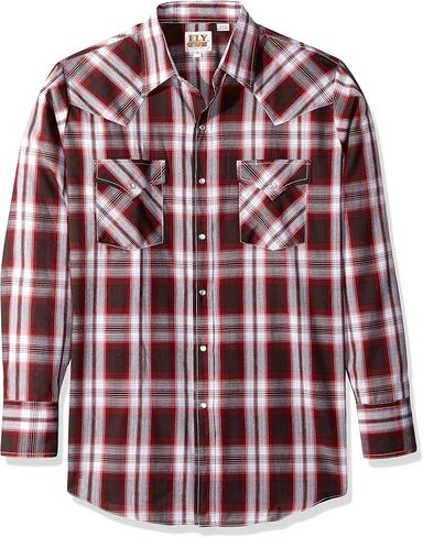 ELY CATTLEMAN Men's Long Sleeve Plaid Western Shirt in Kuwait