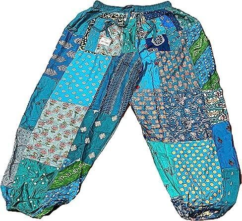 Unisex Cotton Patchwork Harem Pants with Pockets Super Comfy Hippie Yoga Boho Trousers Pant for Men Women in Kuwait