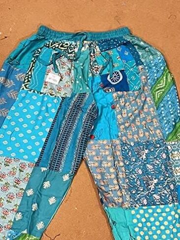 Unisex Cotton Patchwork Harem Pants with Pockets Super Comfy Hippie Yoga Boho Trousers Pant for Men Women in Kuwait