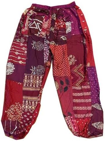 Unisex Cotton Patchwork Harem Pants with Pockets Super Comfy Hippie Yoga Boho Trousers Pant for Men Women in Kuwait