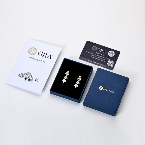 Moissanite Drop Dangle Earrings for Women, 925 Sterling Silver Lab Created Diamond Leaf-Shape Earrings 18K Gold Plated Earring Hypoallergenic Jewelry Christmas Birthday Gifts with Jewelry Box Packed in Kuwait