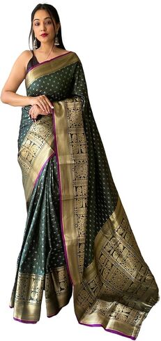 ساري Banarasi Silk Zari المنسوج مع بلوزة غير مخيطة in Saudi Arabia