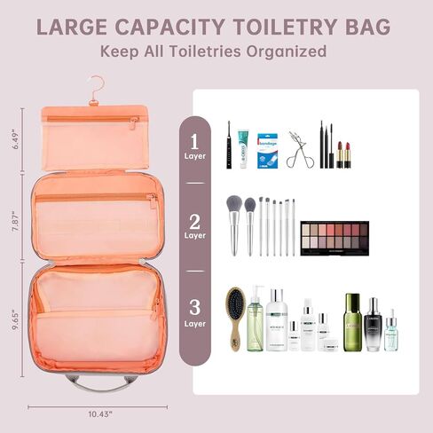 حقيبة أدوات الزينة للسفر للنساء مع تعليق، مادة TPU غير قابلة للانزلاق، حقيبة مستحضرات تجميل مقاومة للماء، منظم سفر لمستلزمات الزينة والإكسسوارات، حاوية كاملة الحجم، شامبو (أرجواني ضبابي) in Kuwait