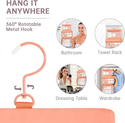 حقيبة أدوات الزينة للسفر للنساء مع تعليق، مادة TPU غير قابلة للانزلاق، حقيبة مستحضرات تجميل مقاومة للماء، منظم سفر لمستلزمات الزينة والإكسسوارات، حاوية كاملة الحجم، شامبو (أرجواني ضبابي) in Kuwait