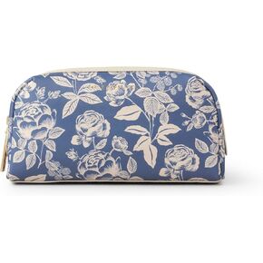 RIFLE PAPER CO. Small Cosmetic Pouch | Store Small Accessories, Gold Zipper, Printed In Full Color With Stylized Pattern & Foil Stamped Logo, Wipe Clean (7" L × 4.25" W × 2.5" H), Bramble