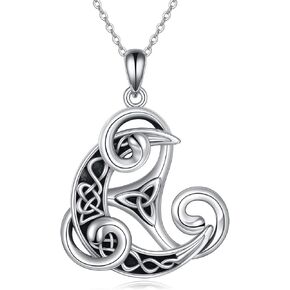 URONE Celtic Necklace 925 Sterling Silver Celtic Knot Triskele Pendant Triskelion Necklace Celtic Jewelry Gifts for Women Men