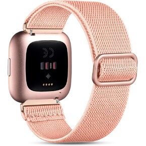 Witzon Compatible with Fitbit Versa/Versa Lite/Versa 2 Bands for Women Men, Adjustable Strechy Solo Loop Replacement Wristband Elastic Bands for Versa 2 Smart Watch, Army Green