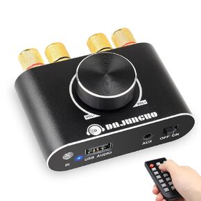 AK-380 Bluetooth Amplifier with Remote Control Function, 2.0 Bluetooth Amplifier Supports Bluetooth/USB/AUX/RCA Input and FM Radio Function (with 12V/5A DC Power Supply)