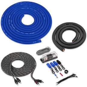Belva True 1/0 Gauge AWG Premium CCA Complete Amplifier Wiring Kit with OFC 2-Channel RCA Cable - BAK02BL Blue