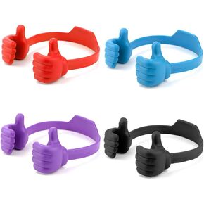 Thumbs up Cell Phone Holder Adjustable Silicone Tablet Stand Portable Desktop OK Stands Compatible for iPhone iPad Samsung Motorcycle Google TCL (Green Pink Black Blue, 4PCS)