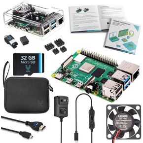 Vilros Raspberry Pi 4 Complete Starter Kit- Includes Raspberry Pi 4 Board, Fan Cooled Case, 64GB Preloaded Micro SD Card and More (1GB, Clear Transparent Case)