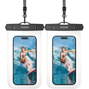 2 Pack Universal Waterproof Phone Pouch Up to 8.3"- IPX8 Cellphone Dry Case Compatible for iPhone 14 13 12 11 Pro Max SE XS Plus Samsung Galaxy A14 5G Cellphone (Black*2