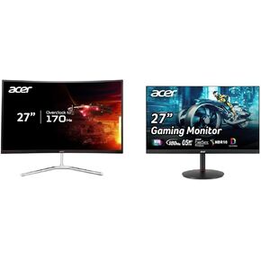 شاشة Nitro من Acer مقاس 27 بوصة بدقة Full HD 1920 x 1080 1500R Curve PC | AMD FreeSync Premium | تحديث 165 هرتز | 1 مللي ثانية (VRB) | تصميم ZeroFrame | 1 × منفذ عرض 1.4 و2 × منافذ HDMI 2.0 ED270R Mbmiiphx