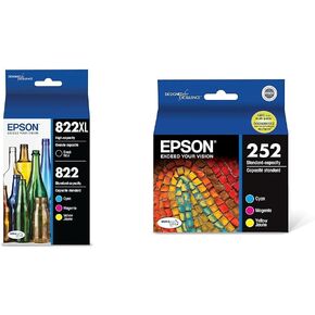 EPSON 822 DURABrite Ultra Ink High Capacity Black & Standard Color Cartridge Combo Pack (T822XL-BCS) Works with WorkForce Pro WF-3820, WF-3823, WF-4820, WF-4830, WF-4833, WF-4834