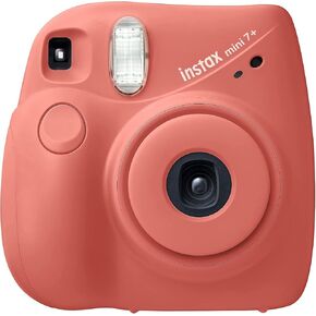 Fujifilm Instax Mini 7+ Camera, Easy to Operate, Portable, Handy Selfie Mirror, Polaroid Camera, Perfect for Beginners and Experts, Sleek and Stylish Design - Coral (Renewed) in Kuwait