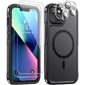 Lanhiem for iPhone 13 Case, IP68 Waterproof Dustproof Shockproof Cases with Built-in Screen Protector, Full Body Sealed Protective Front and Back Cover for iPhone 13, 6.1 inch (Black)