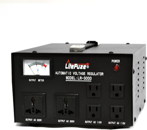 LR-1500 1500 Watt Voltage Regulator with Transformer Step Up/Down 110V/220V - IEC Detachable Cord - Circuit Breaker,Black [5-Years Warranty] in Kuwait