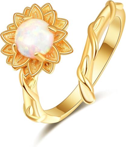 PRAYMOS Sunflower Ring 925 Sterling Silver Flower Ring You Are My Sunshine Ring Open Adjustable Thumb Rings for Women in Saudi Arabia