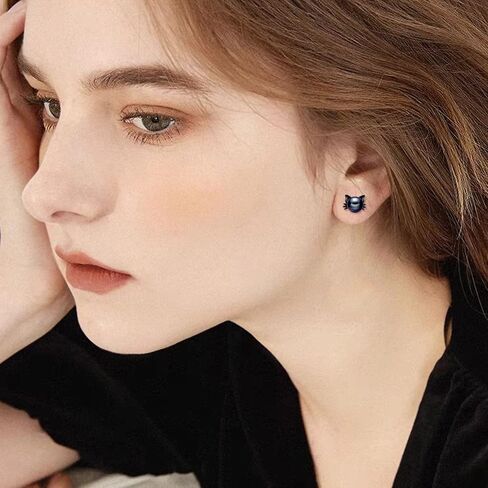 925 Sterling Silver Pearl Cat Earrings Cute Animal Earrings Studs Jewelry Gifts for Women in Saudi Arabia