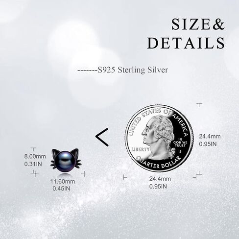 925 Sterling Silver Pearl Cat Earrings Cute Animal Earrings Studs Jewelry Gifts for Women in Saudi Arabia