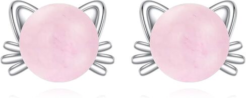 925 Sterling Silver Pearl Cat Earrings Cute Animal Earrings Studs Jewelry Gifts for Women in Saudi Arabia